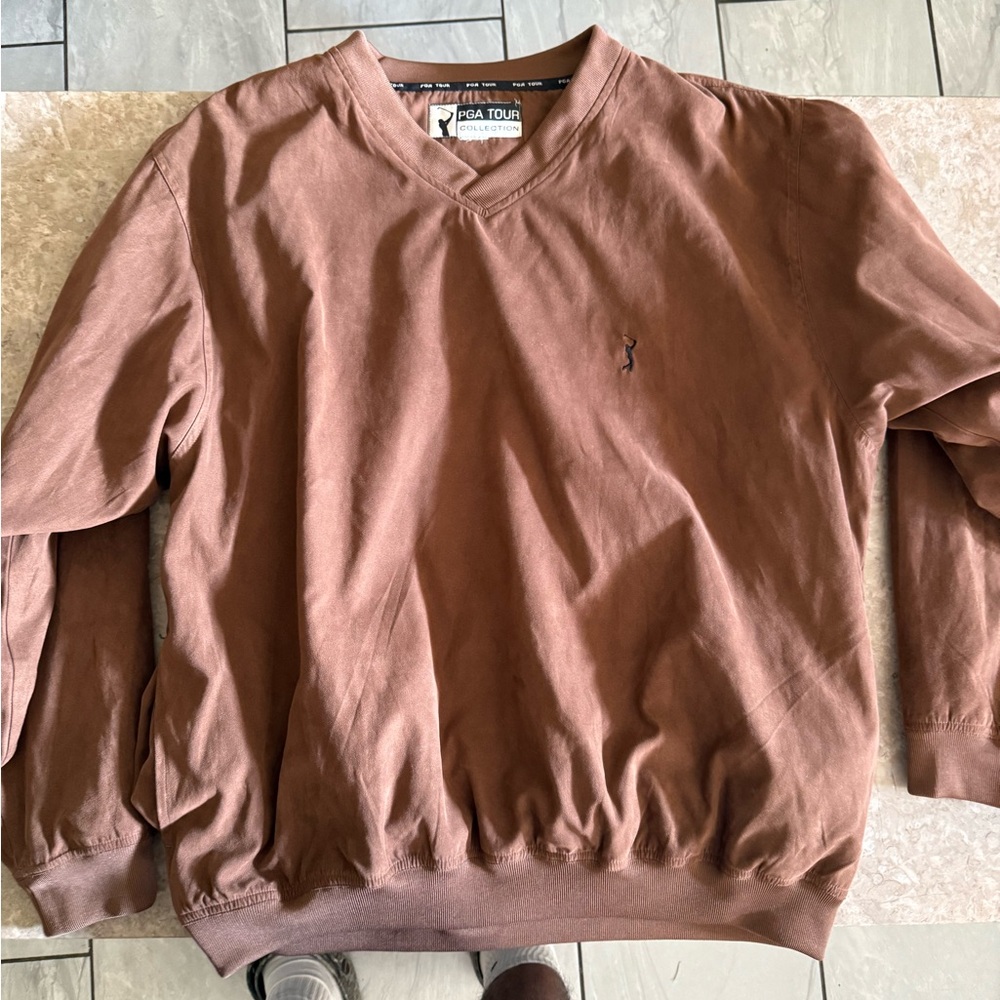 PGA Tour Brown V-Neck Sweater Classic Style